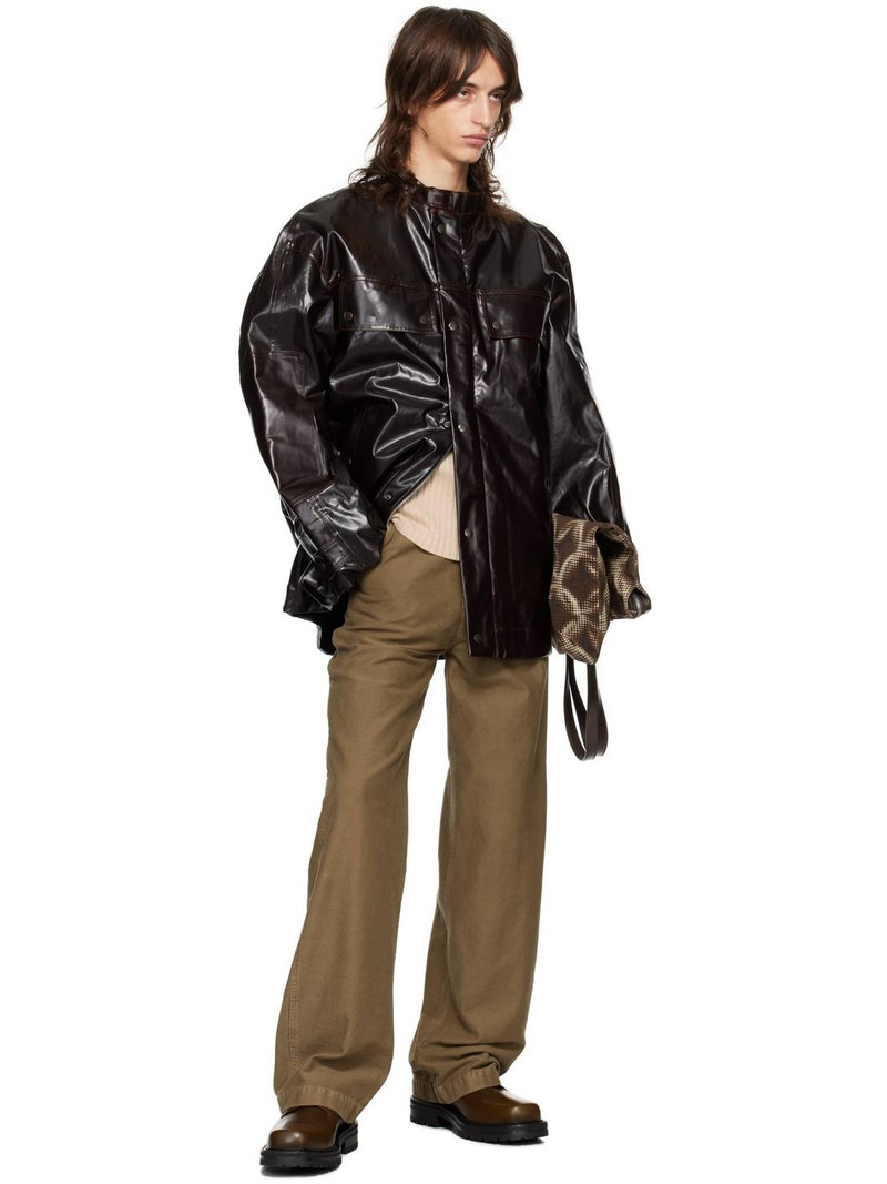 Dries Van Noten Brown Stand Collar Jacket outlook