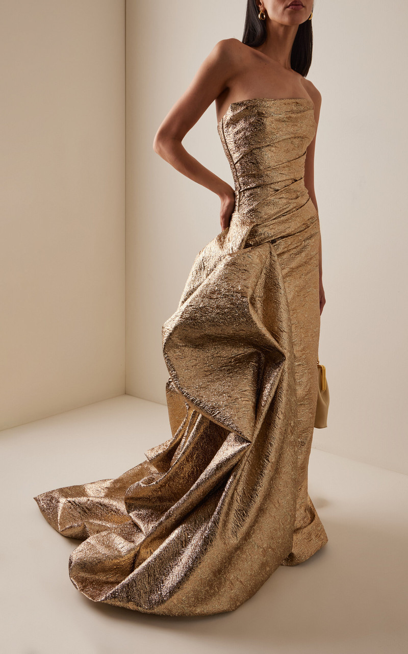 Exclusive Draped Lamé Gown gold 3