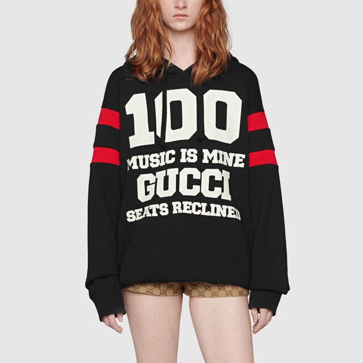 (WMNS) Gucci 100 Cotton Hoodie 'Black' 660282-XJDW6-1152 - 4