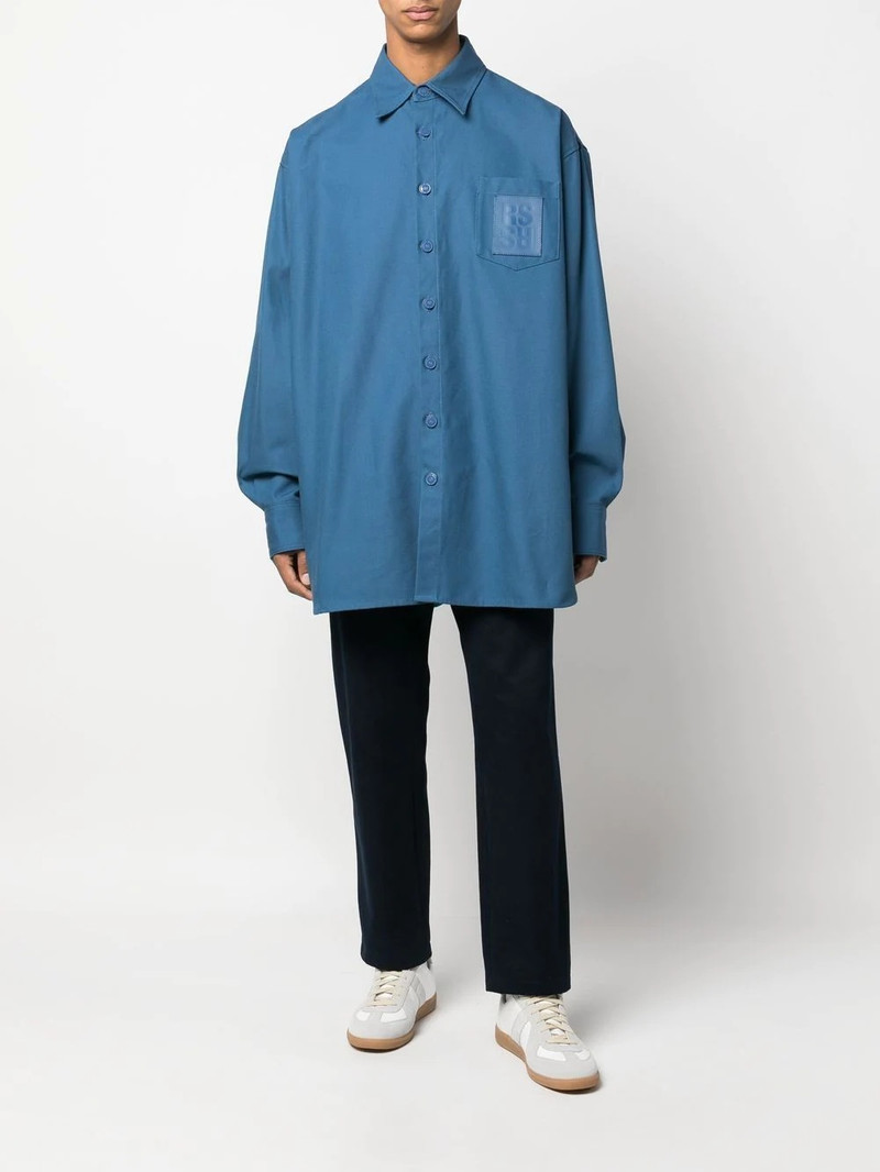 Raf Simons Oversized logo-patch cotton shirt outlook