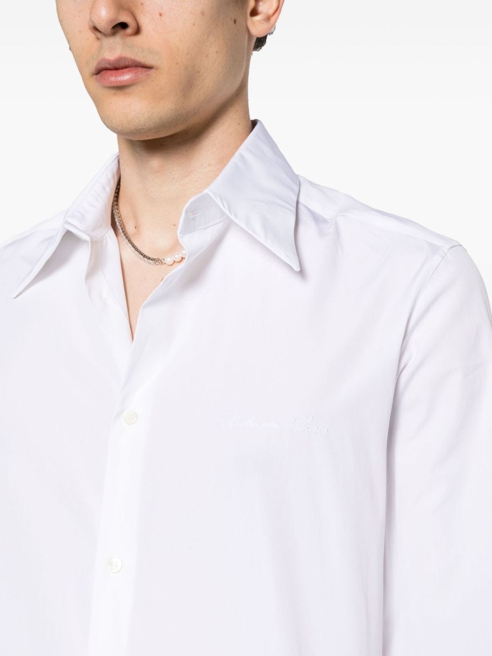logo-embroidered cotton shirt - 5