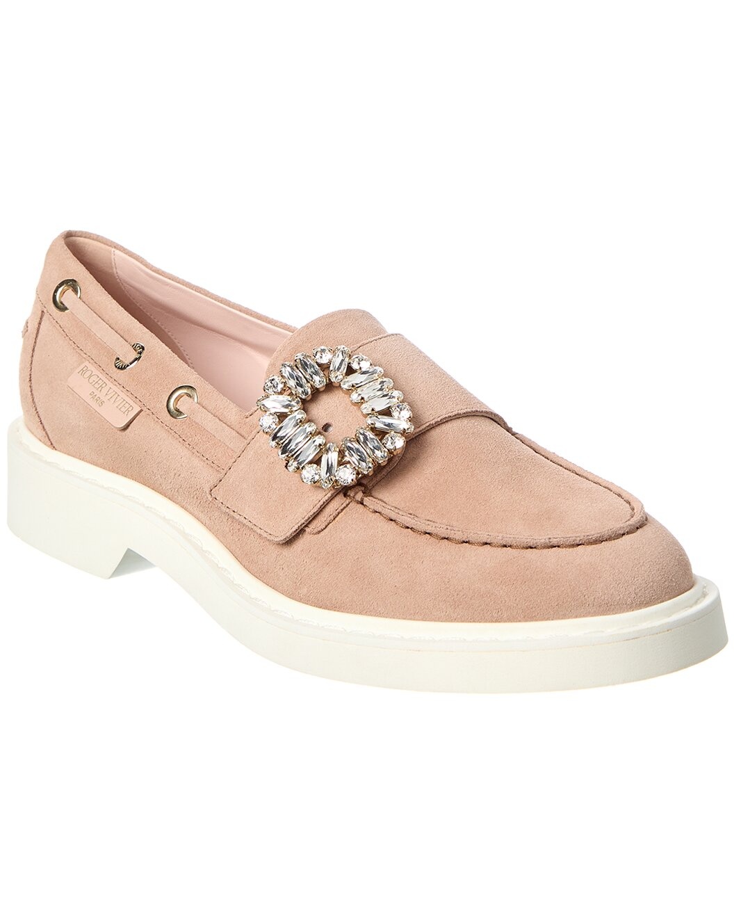 Roger Vivier Roger Vivier Viv Boat Strass Suede Loafer