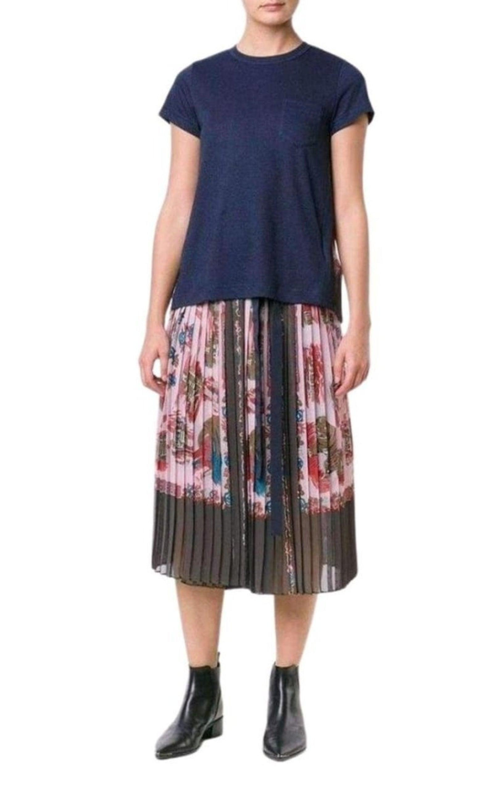 Souvenir Scarf Print Pleated Skirt - 2