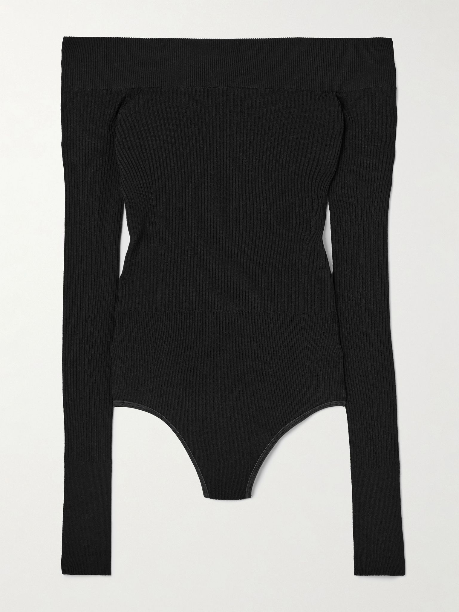 Off-the-shoulder ribbed-knit bodysuit Black - 1