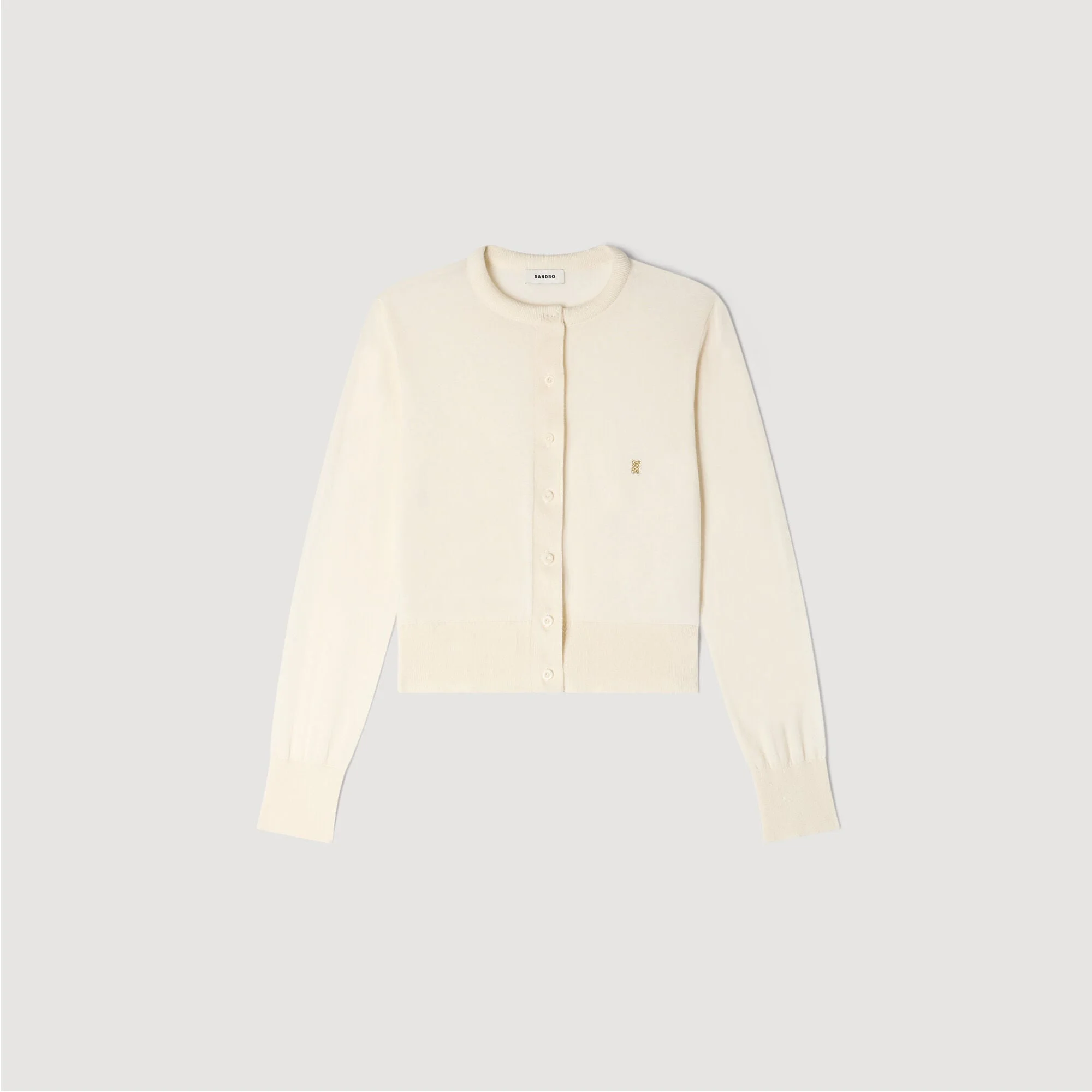 PADDED ROUND NECK CROPPED CARDIGAN - 1