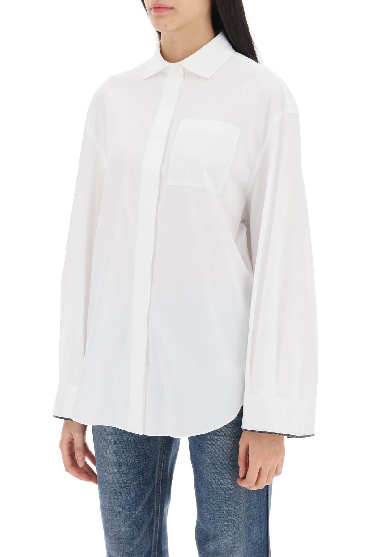 Brunello Cucinelli Wide Sleeve Shirt With Shiny Cuff Details Women - 4