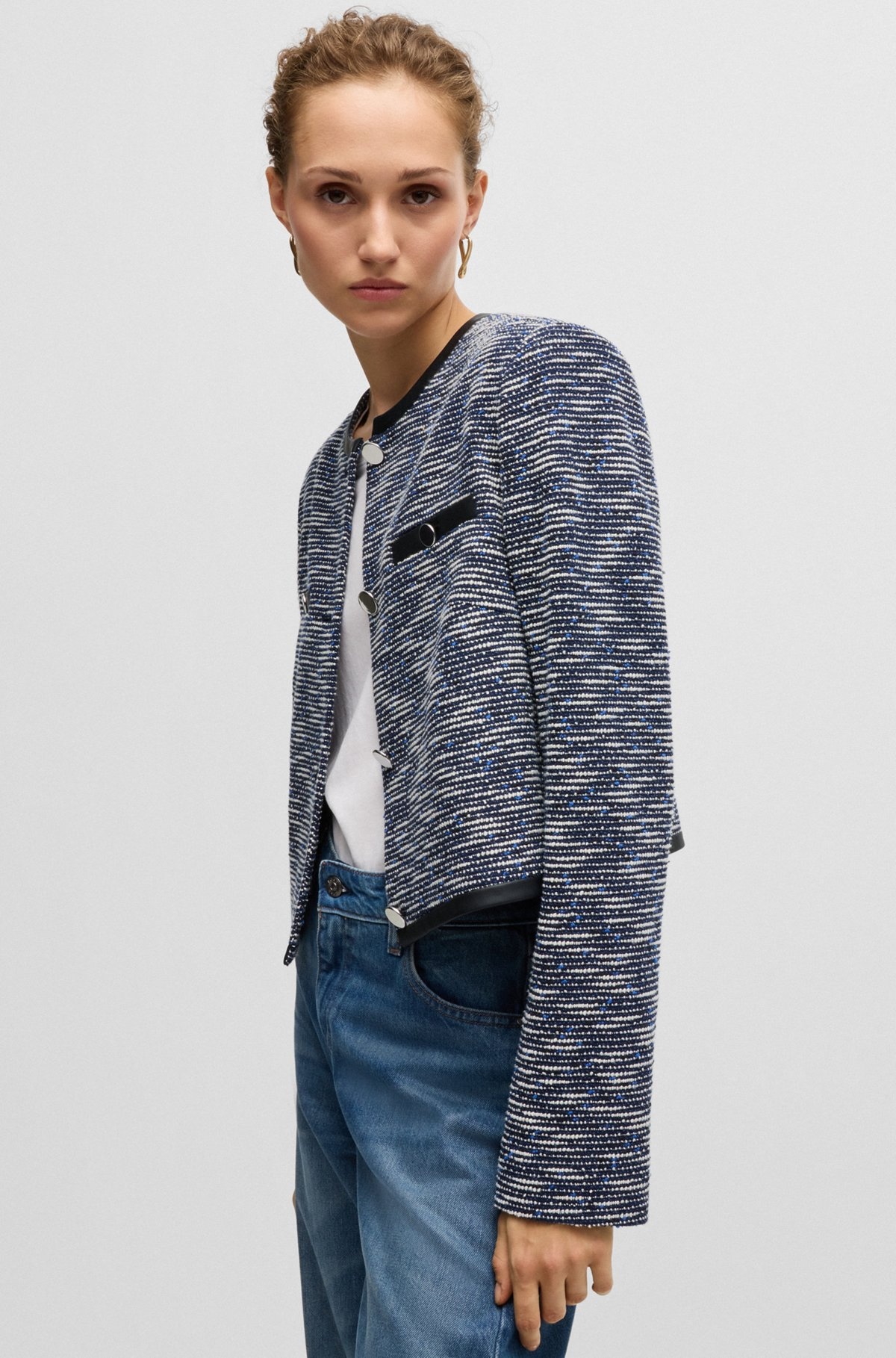 CROPPED JACKET IN COTTON TWEED - 6