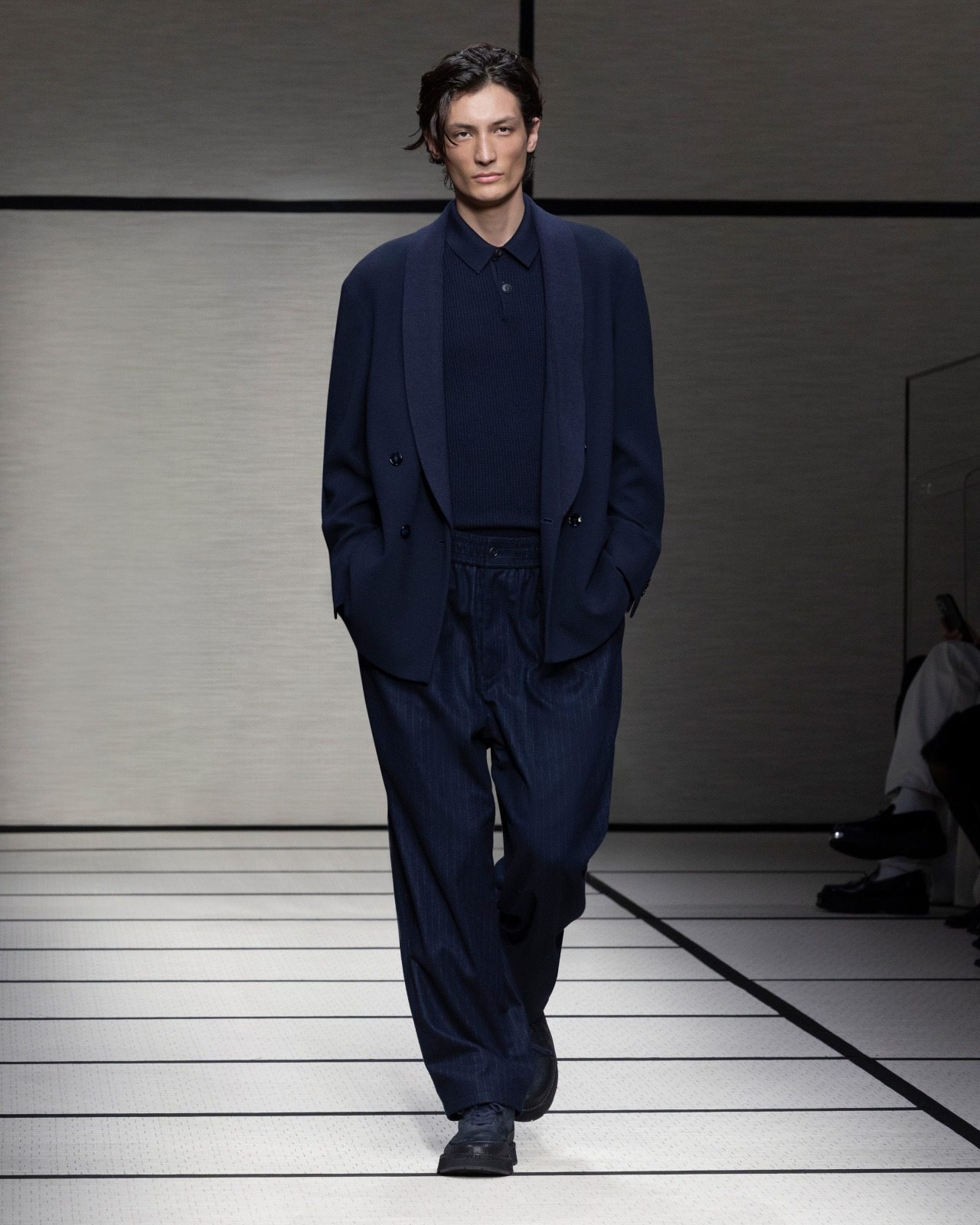 WOOL AND CASHMERE CLOTH FLAT-FRONT TROUSERS - 6