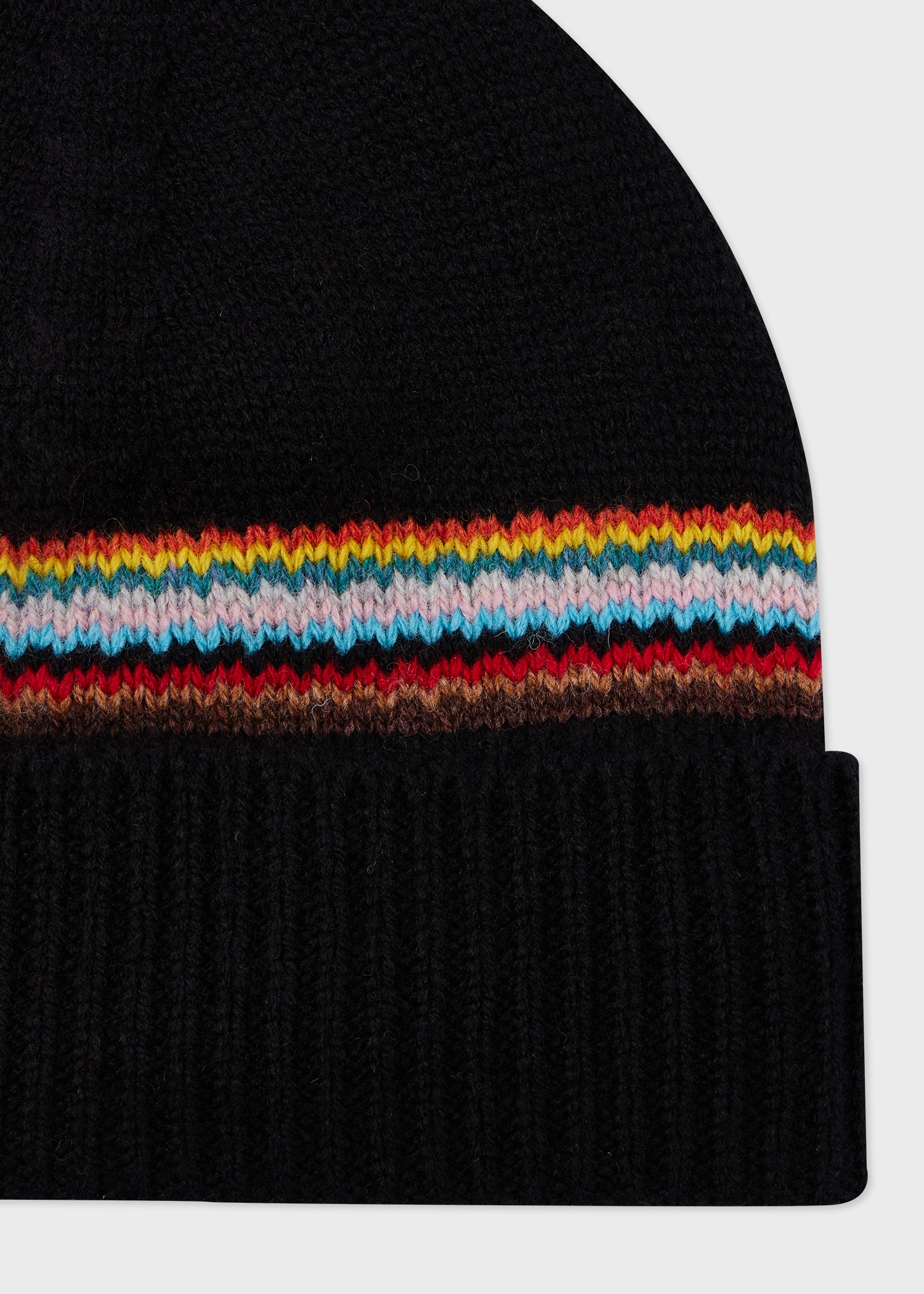 Black 'Signature Stripe' Block Beanie - 2