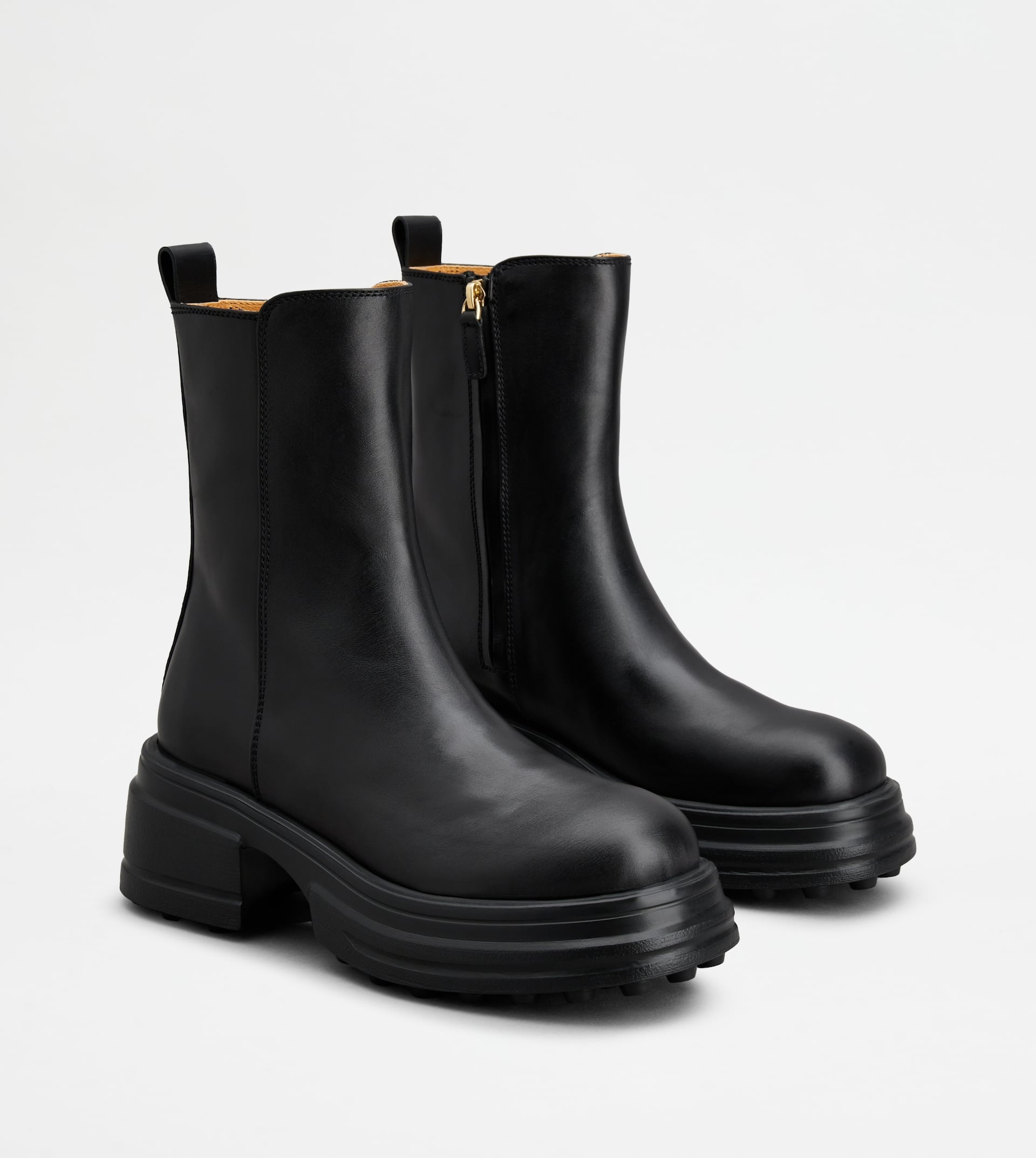 PLATFORM ANKLE BOOTS IN LEATHER - BLACK - 4