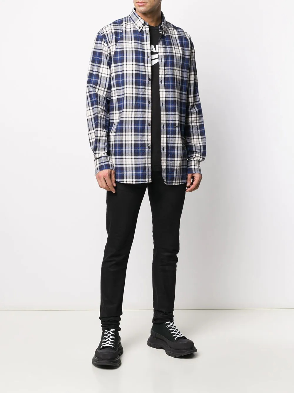 check-pattern long-sleeve shirt - 2