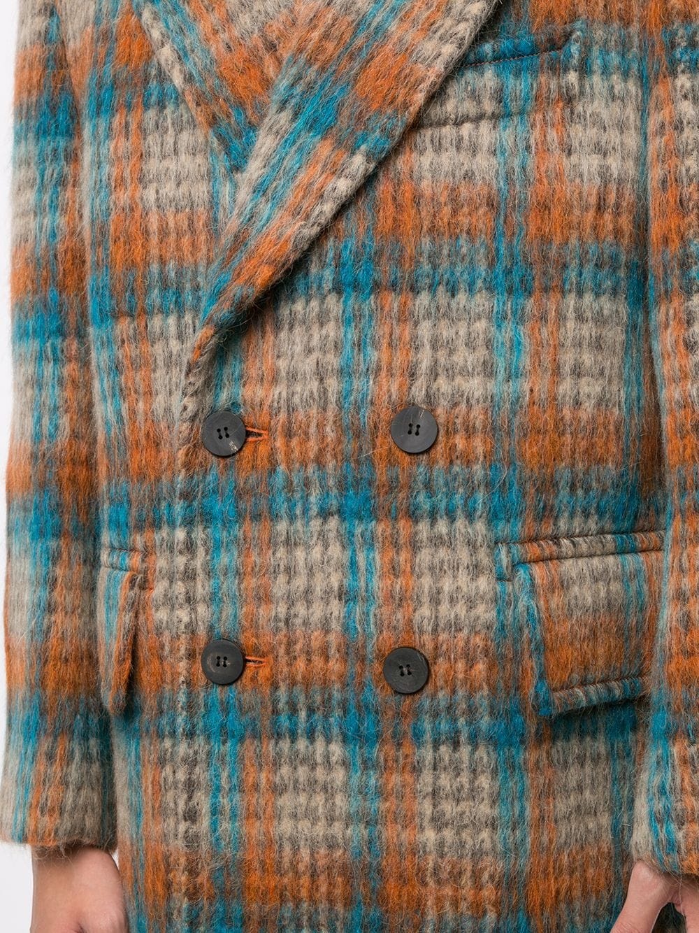 double breasted checked coat - 5