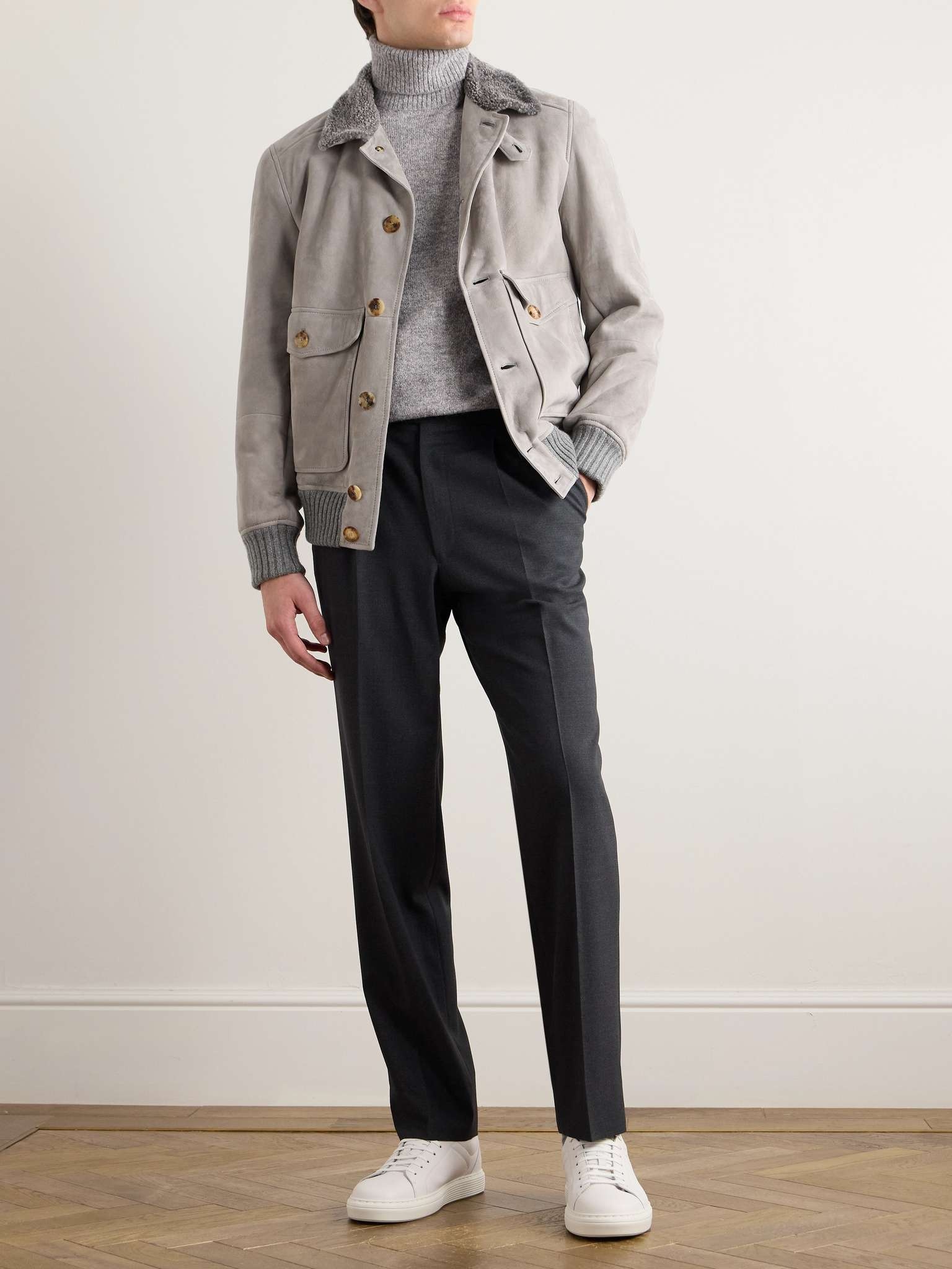 Brunello Cucinelli Suede shearling outerwear jacket | REVERSIBLE