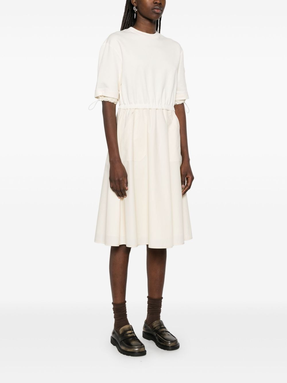 Moncler Moncler Abito Cotton and Woven Midi Dress