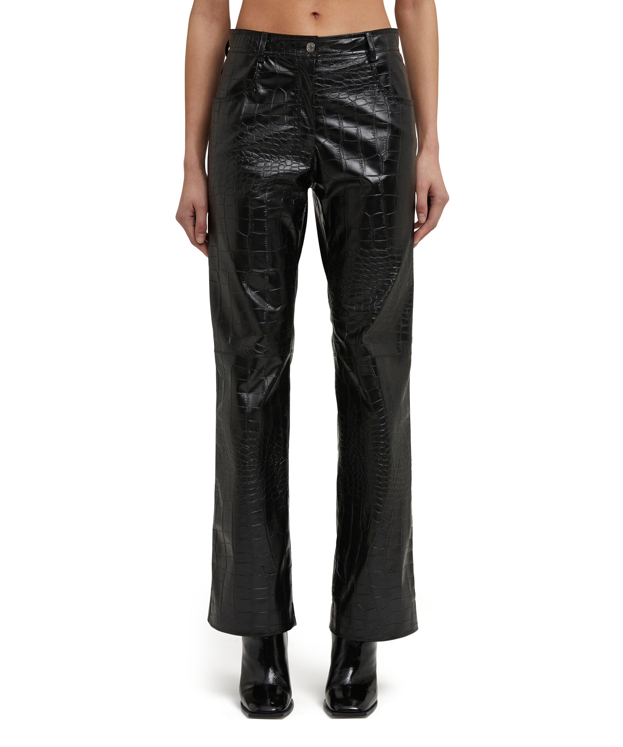 Faux leather straight-leg trousers "Croco Eco Leather" fabric - 2