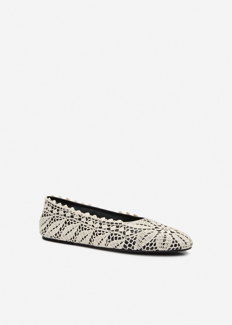 MAGDA BUTRYM Crochet ballet flats with leather upper in cream outlook