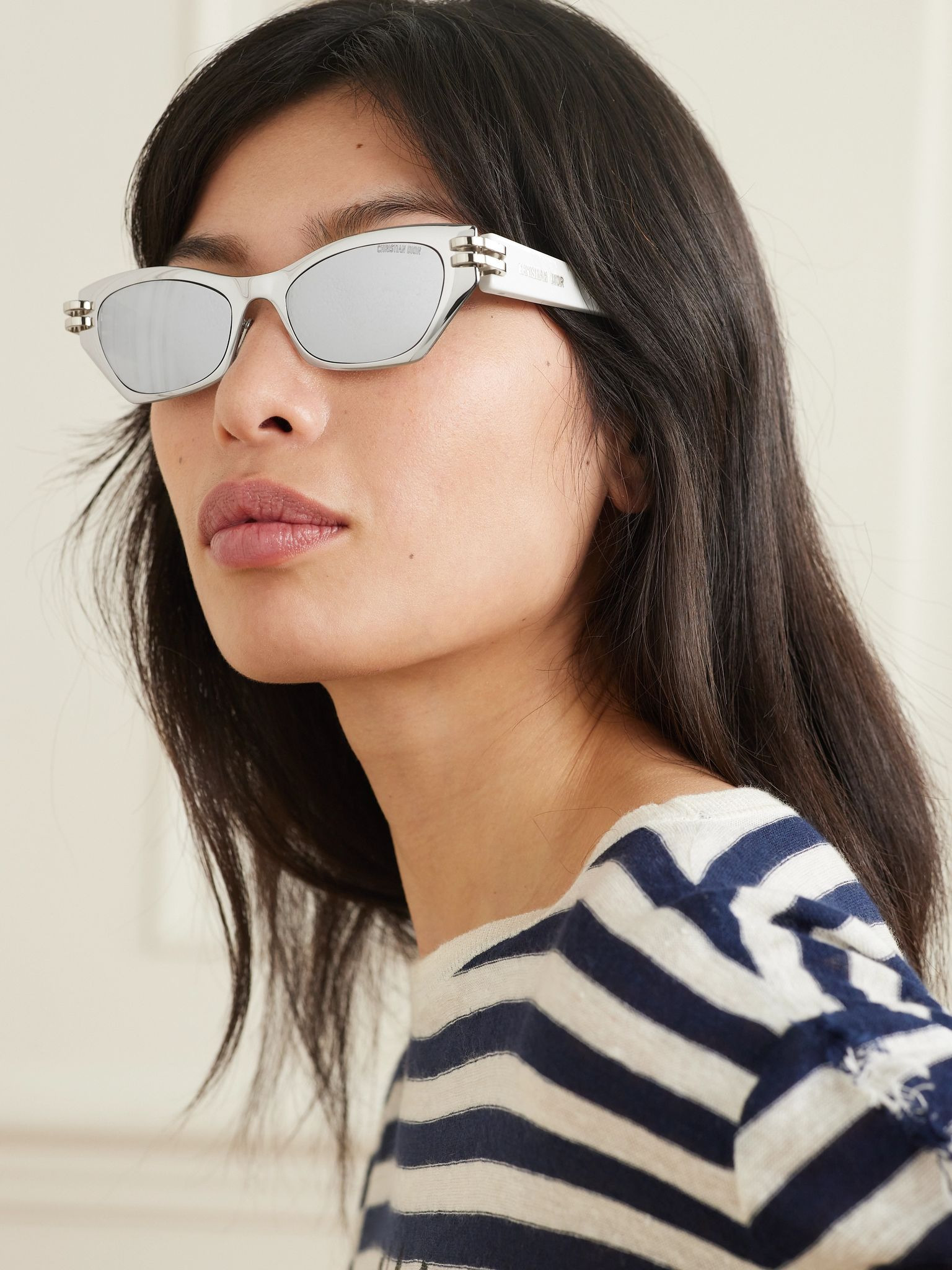 CDior B3U cat-eye silver-tone and acetate sunglasses Silver - 2