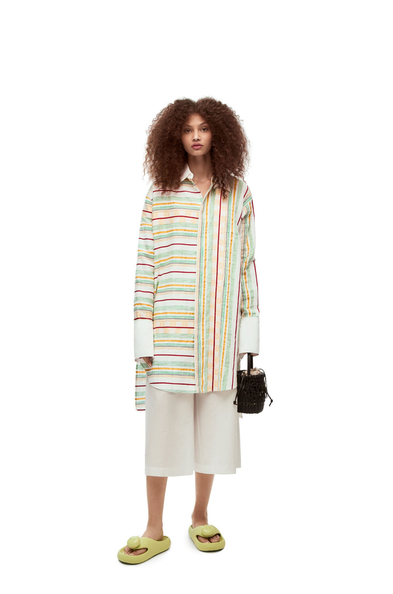 Stripe shirt dress in cotton, linen and silk 2