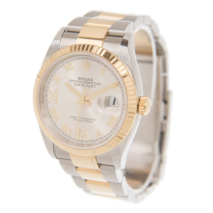 Rolex Datejust 36 Silver Diamond Dial Men's Stainless Steel and 18kt Yellow Gold Oyster Watch 126233 - 4