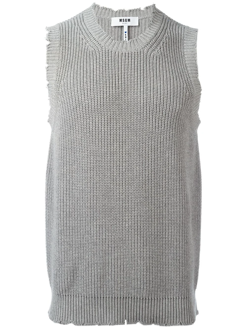 distressed sleeveless jumper - 1