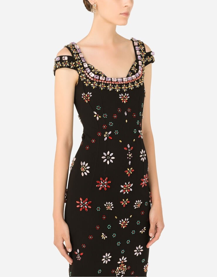 Jersey midi dress with multi-colored embroidery - 4