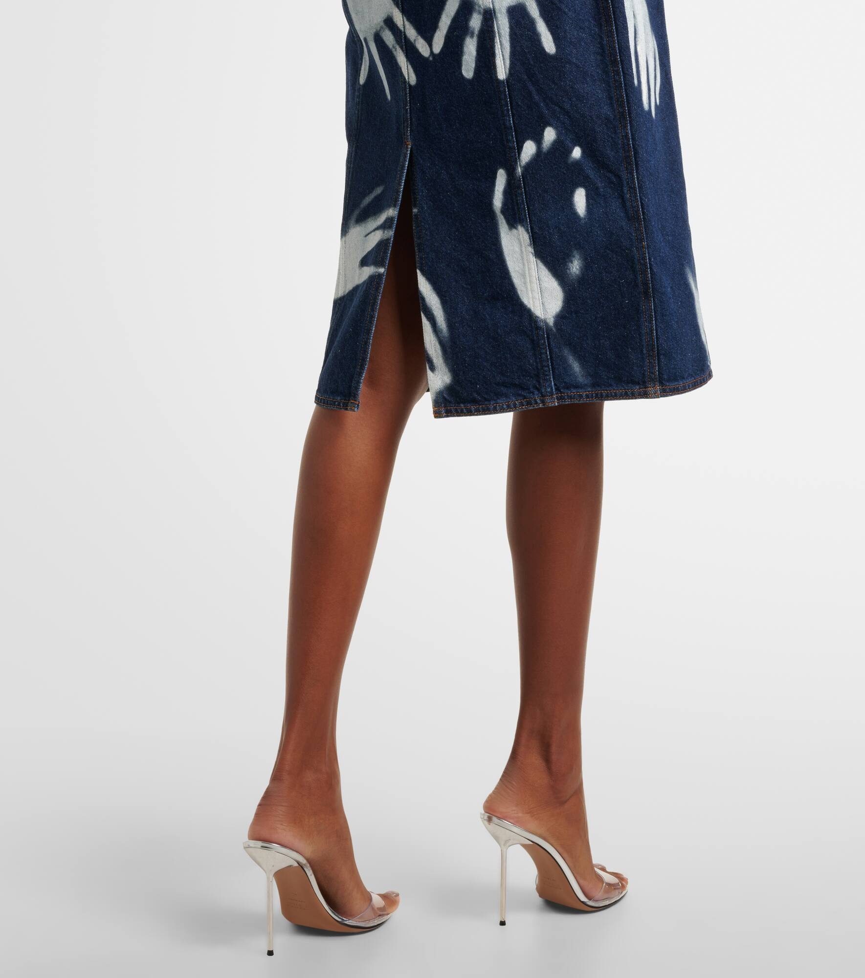 Printed strapless denim midi dress - 5