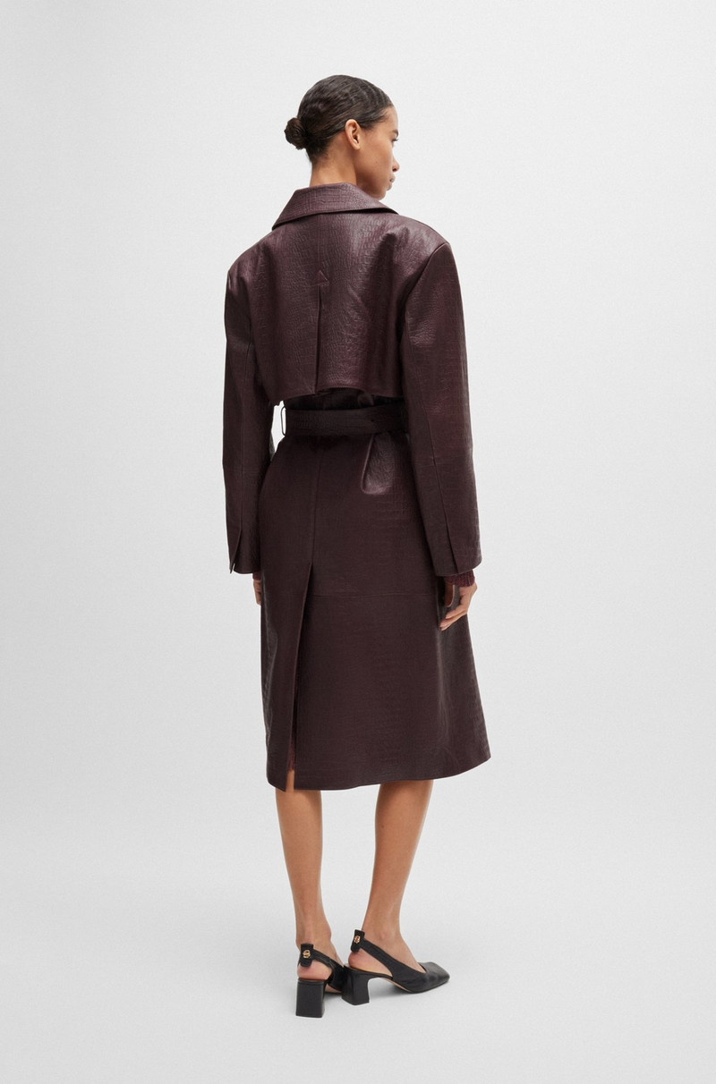 DOUBLE-BREASTED TRENCH COAT IN CROCODILE-PATTERNED LEATHER 4