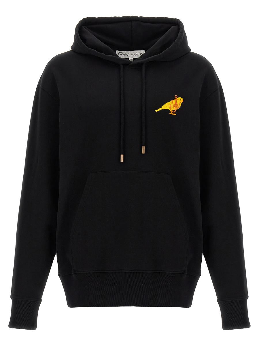 パーカー・フーディ J W ANDERSON CANARY EMBROIDERY HOODIE (JW0186PG1632 999) JW Anderson Canary Embroidered Cotton Drawstring Hoodie