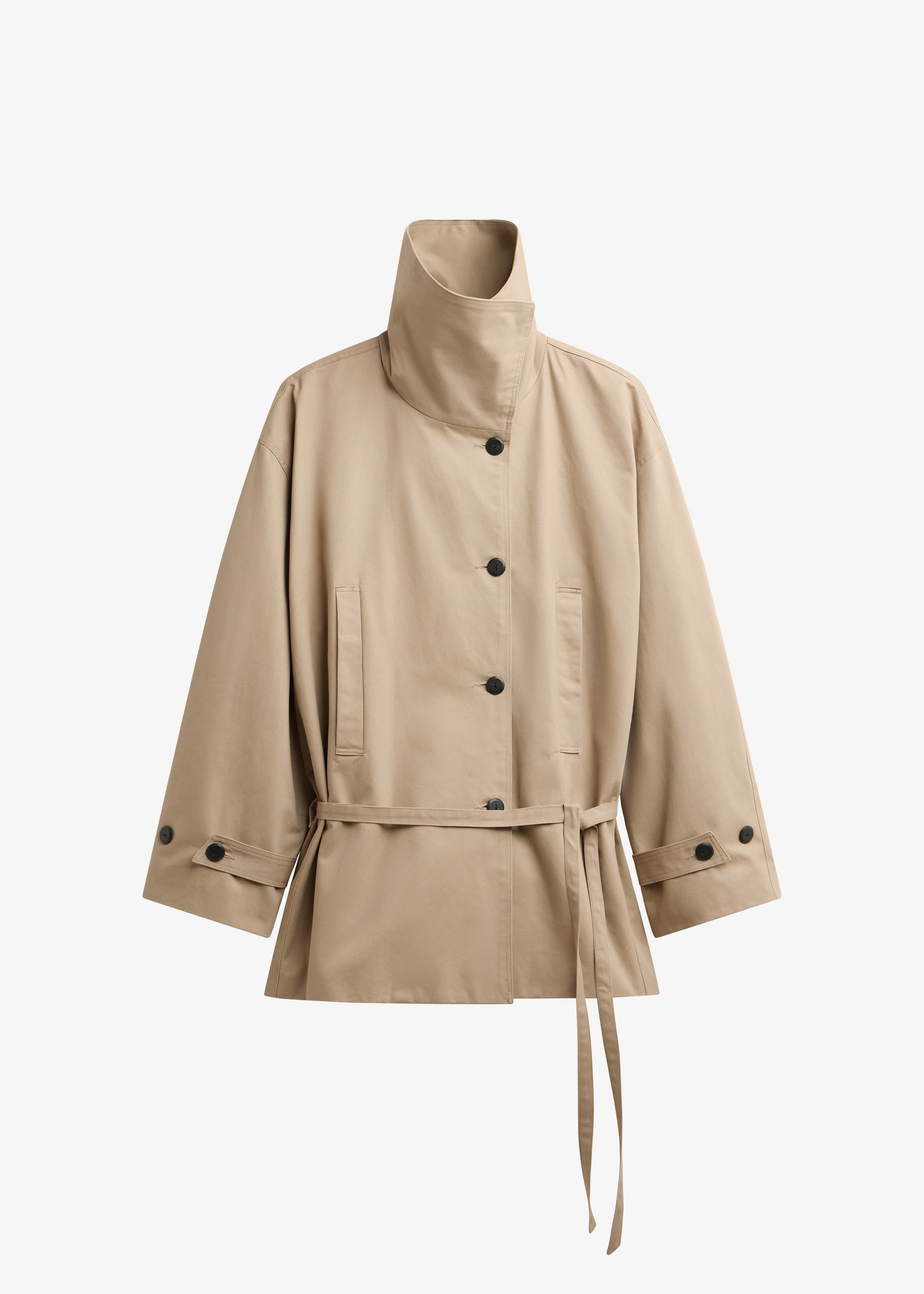 Lahti Belted Short Coat - Beige - 1