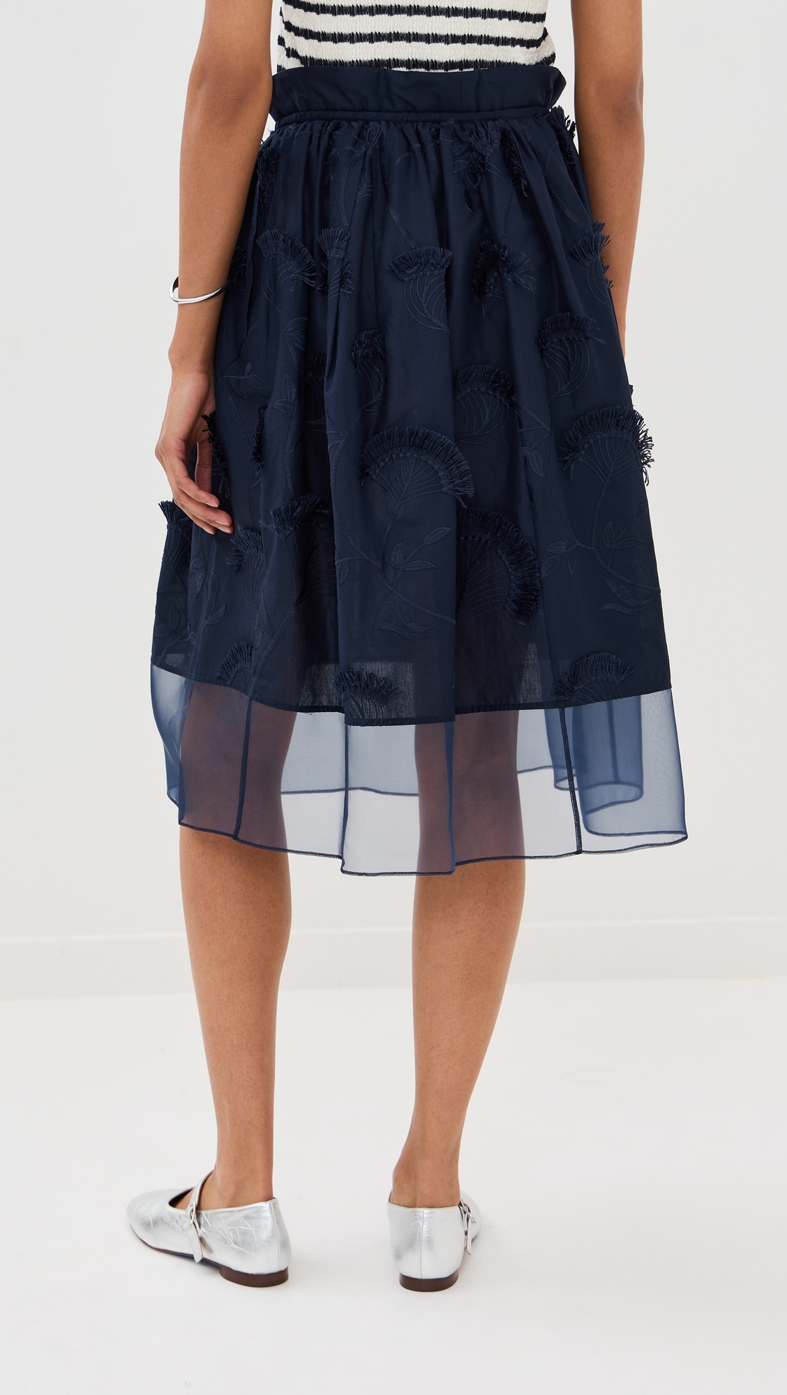 Tie Waist Midi Skirt with Organza Combo - 3