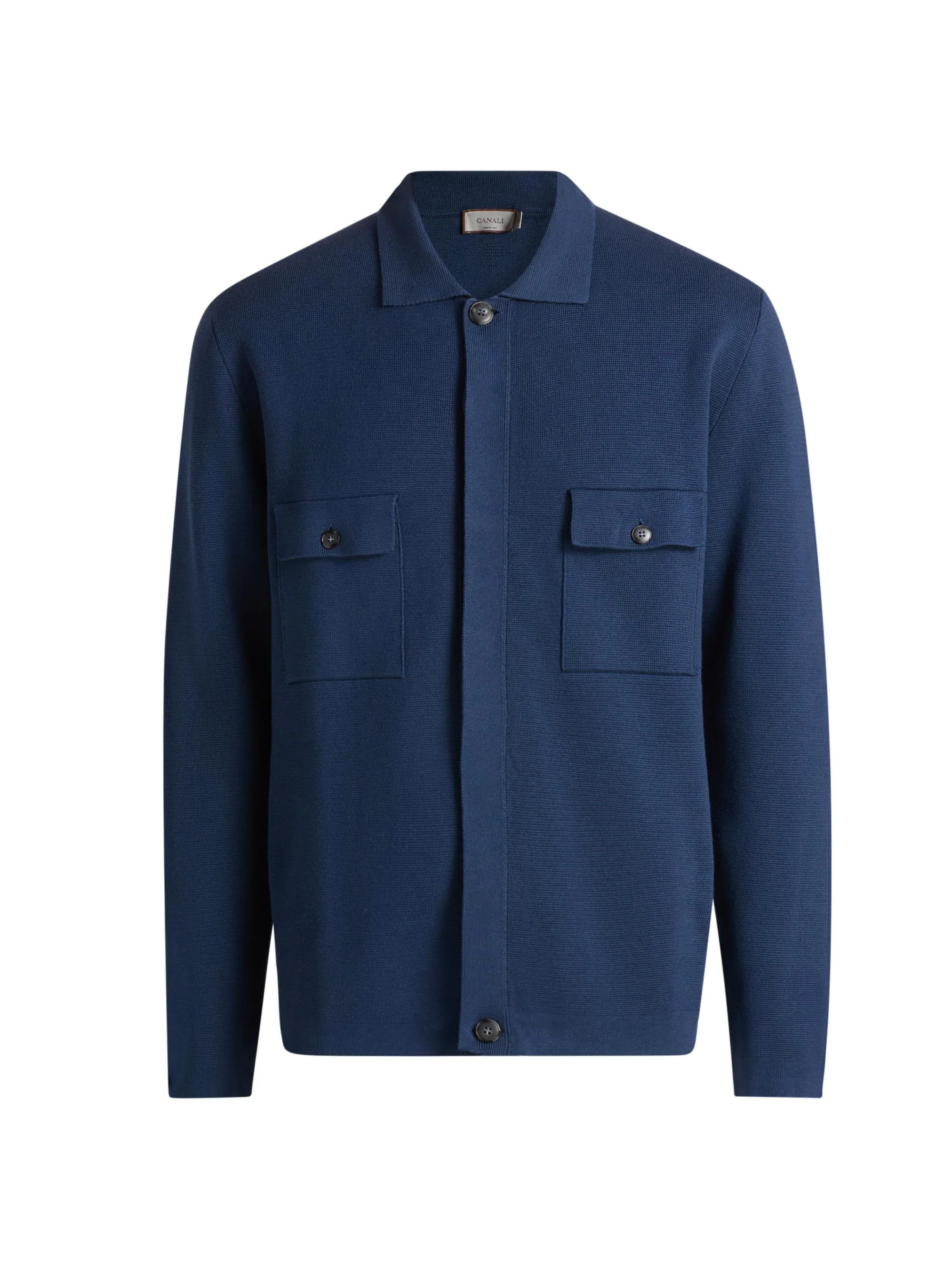Men's Chest Pocket Knit Overshirt - Blue - 1