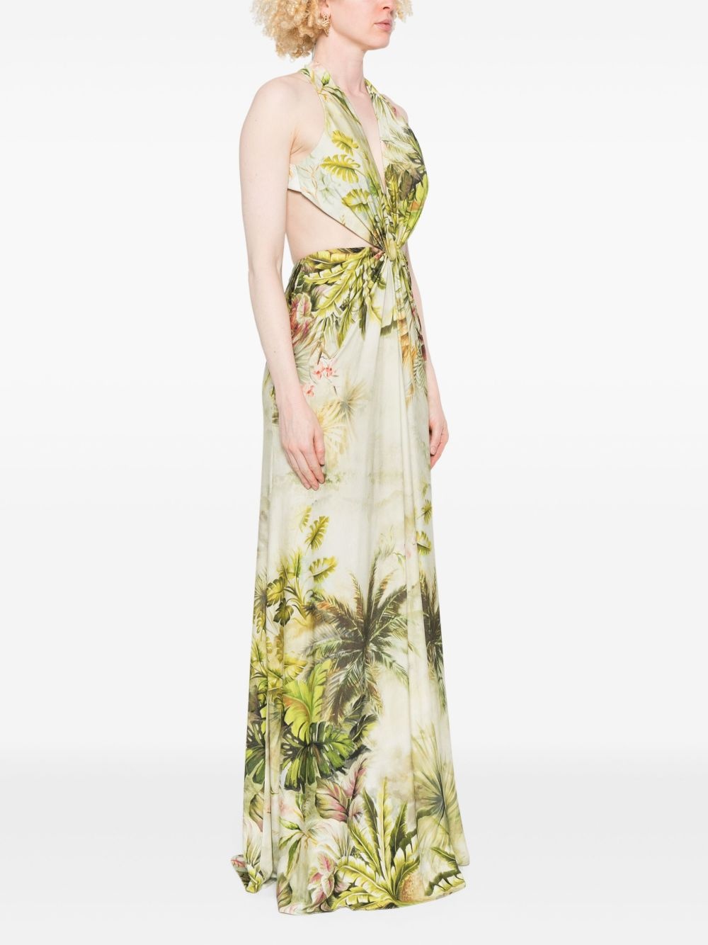 leaf-print maxi dress - 3
