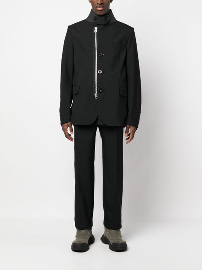 sacai high neck panelled blazer jacket outlook