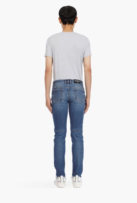 Tapered ripped blue cotton jeans - 3