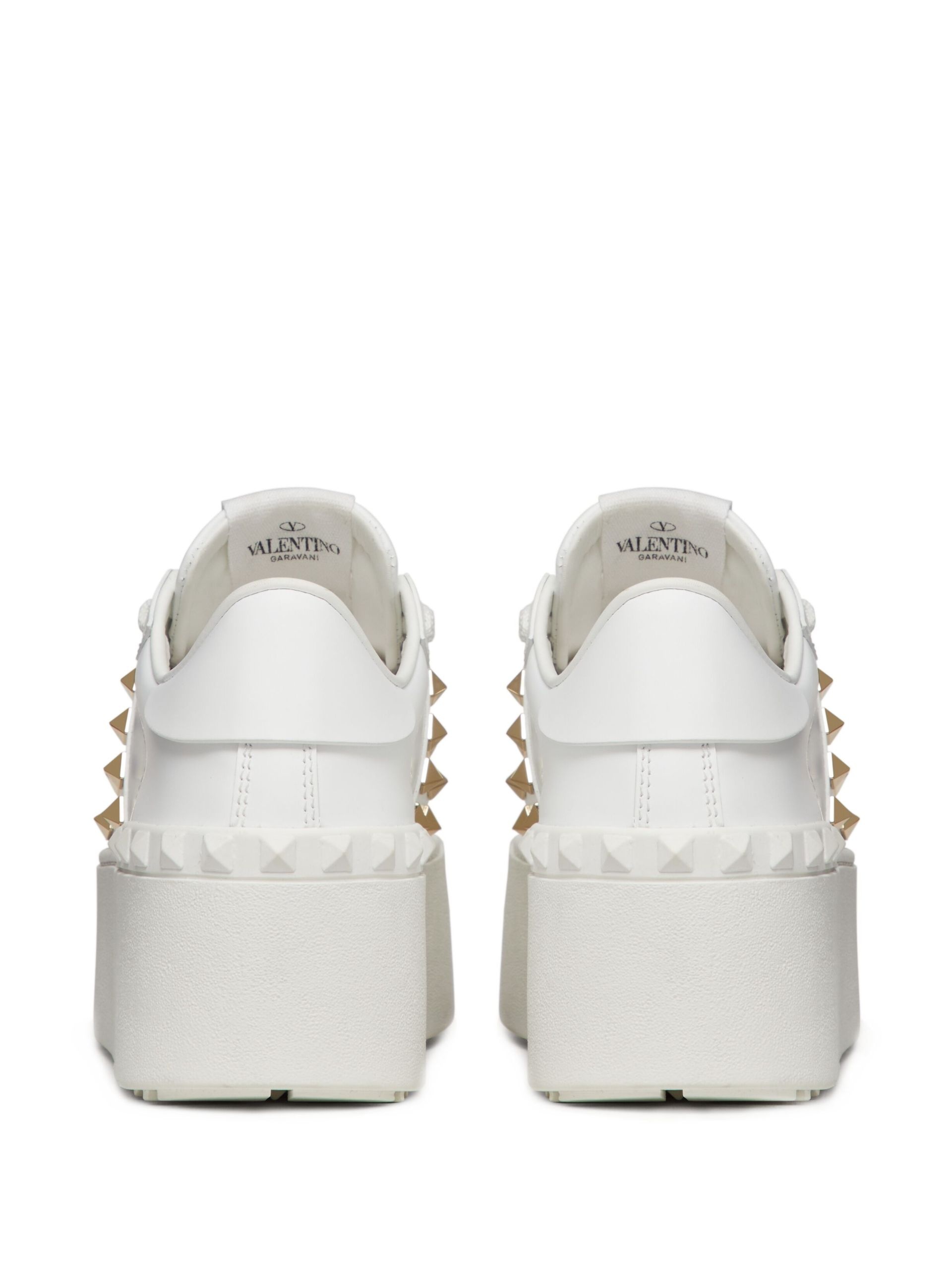 White Rockstud Flatform Sneakers - 3