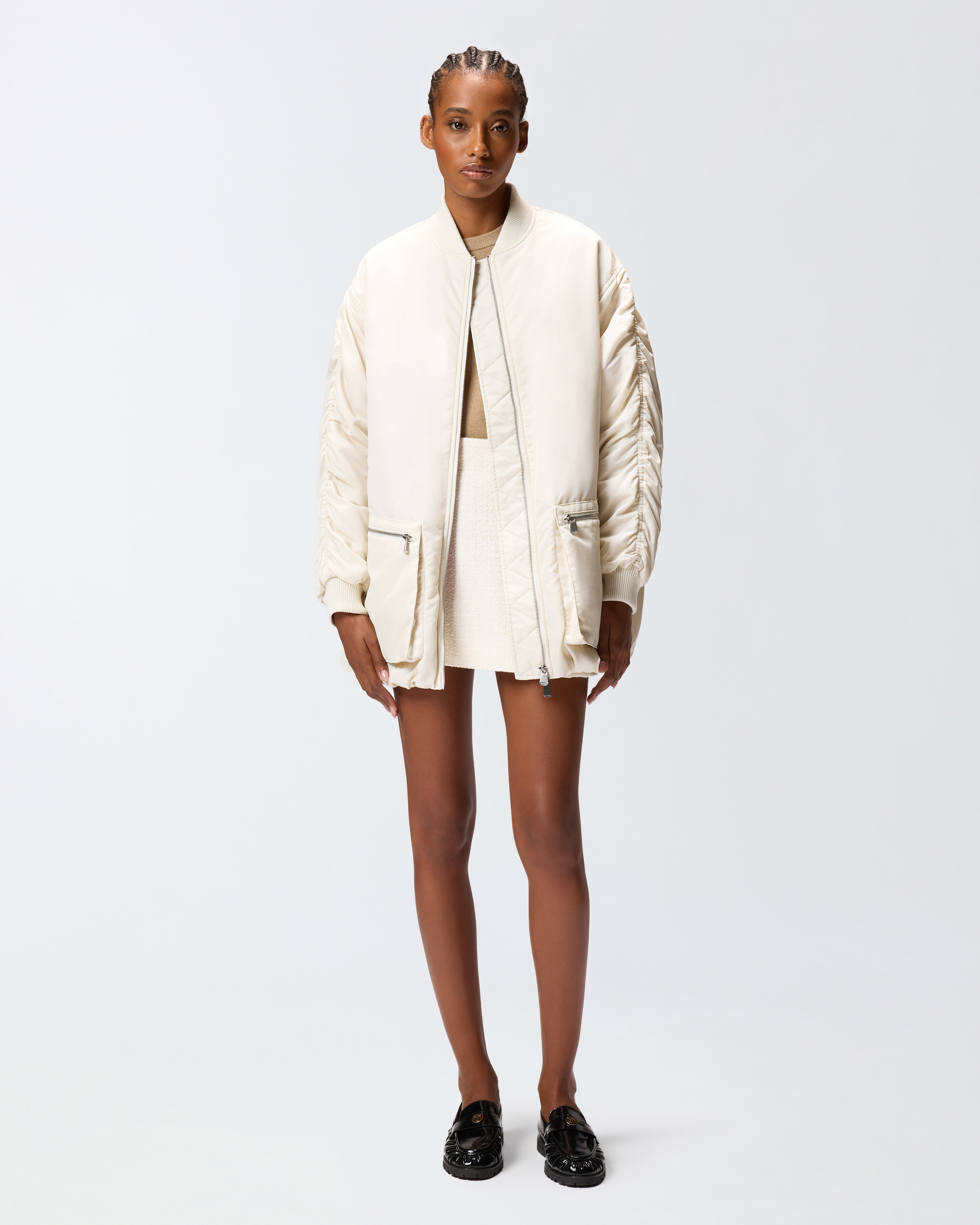 LONG TECHNICAL SATIN BOMBER JACKET - 3
