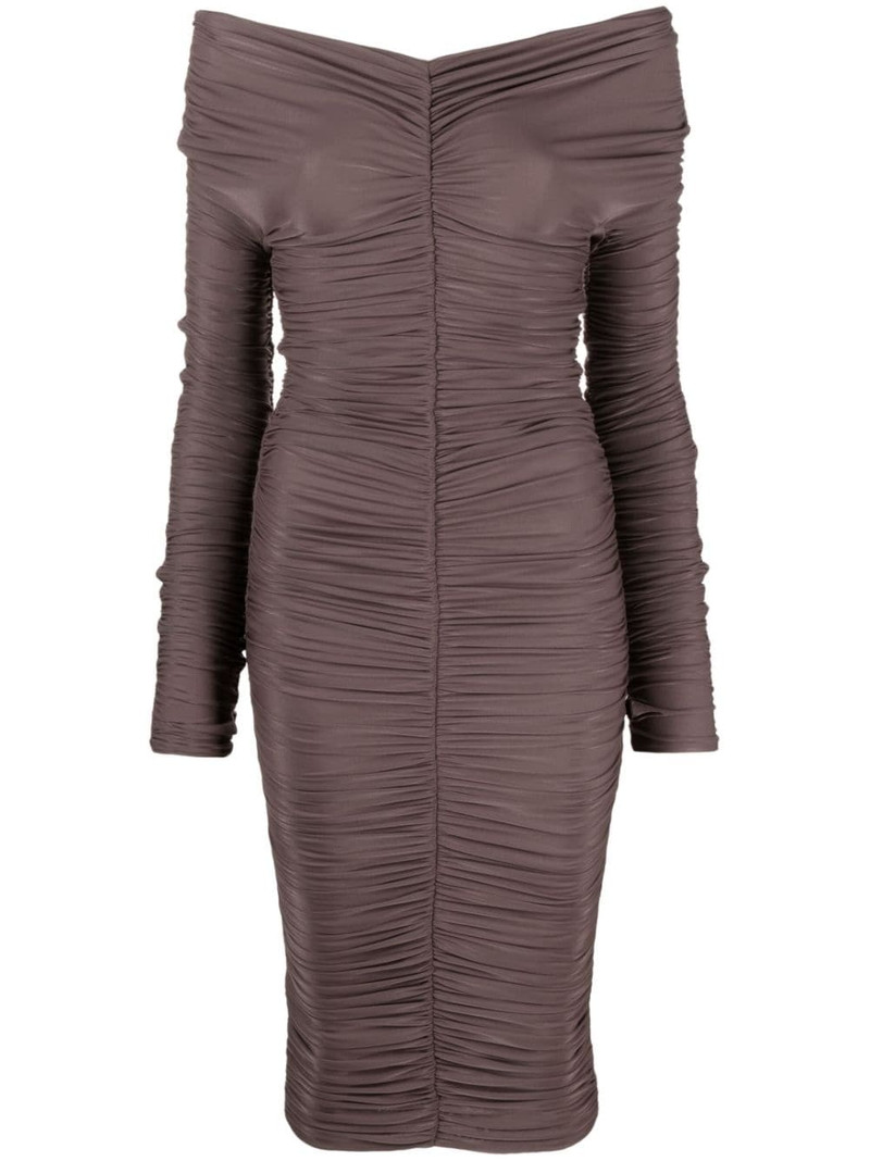 Nicole ruched off-shoulder dress 1
