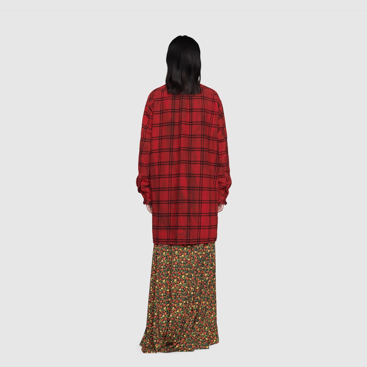 Check wool oversize shirt - 4