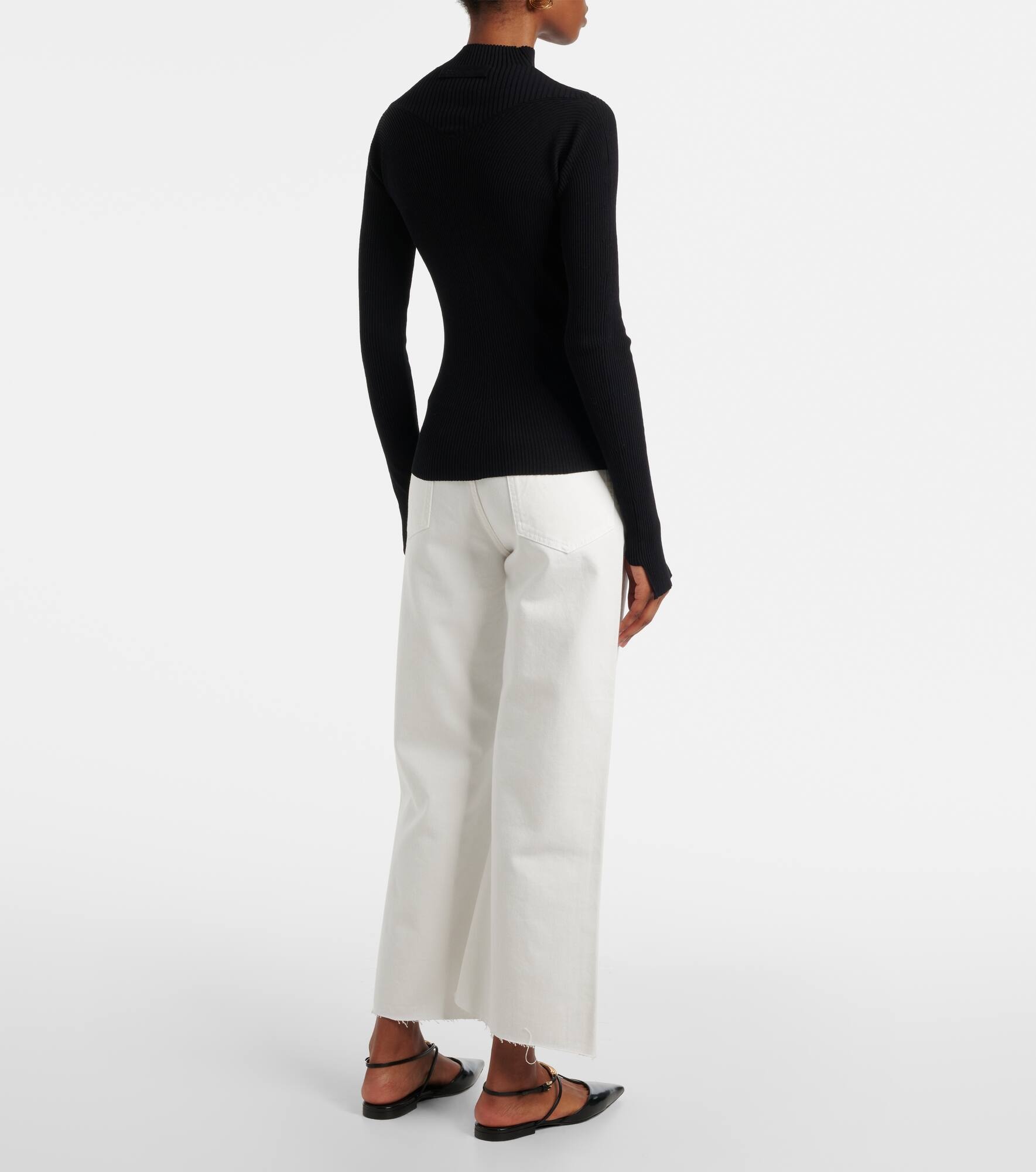 Ribbed-knit cotton-blend top - 3