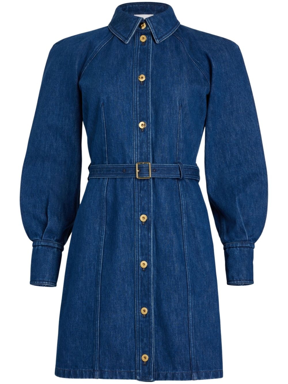 belted organic-denim shirt dress - 1