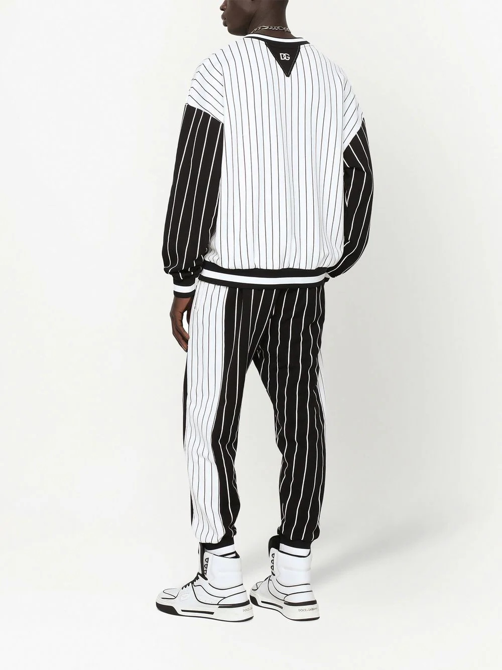 stripe-panelled jersey sweatshirt - 4