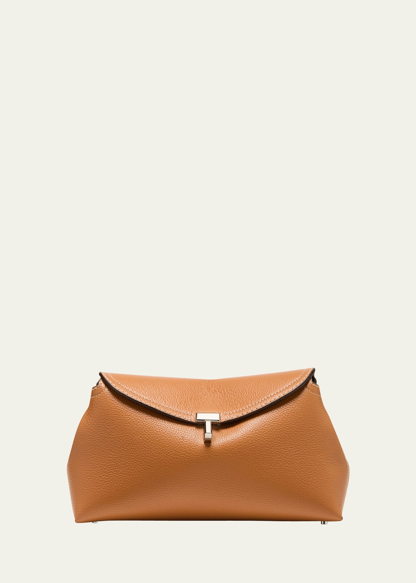 T-Lock Grained Leather Clutch Bag - 1