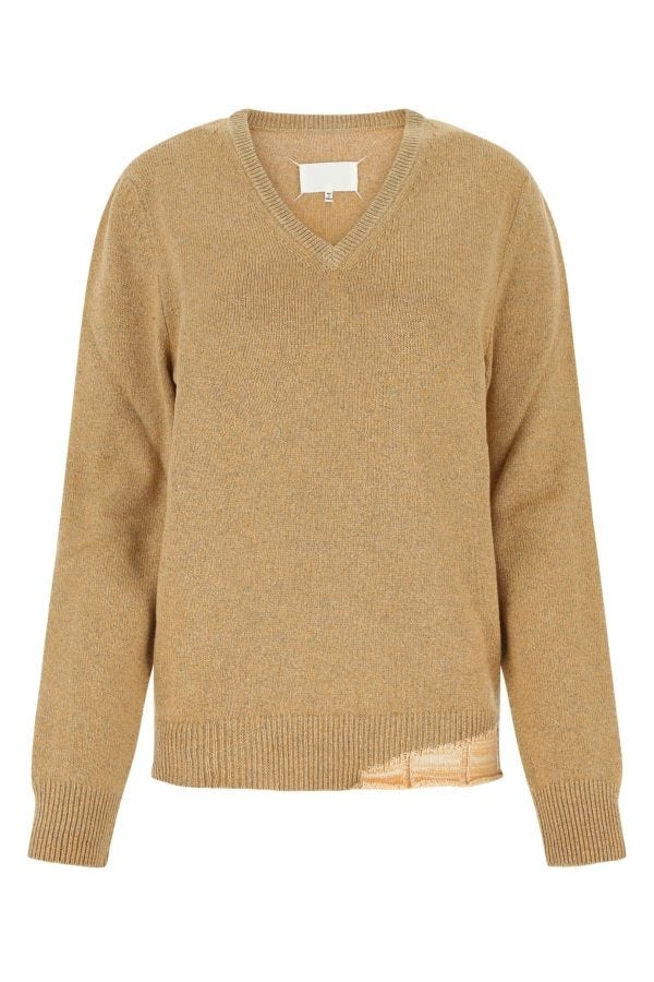 Melange mustard wool blend oversize sweater - 1