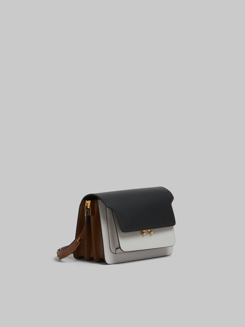 BLACK WHITE AND BROWN SMOOTH CALFSKIN MEDIUM TRUNK BAG - 5