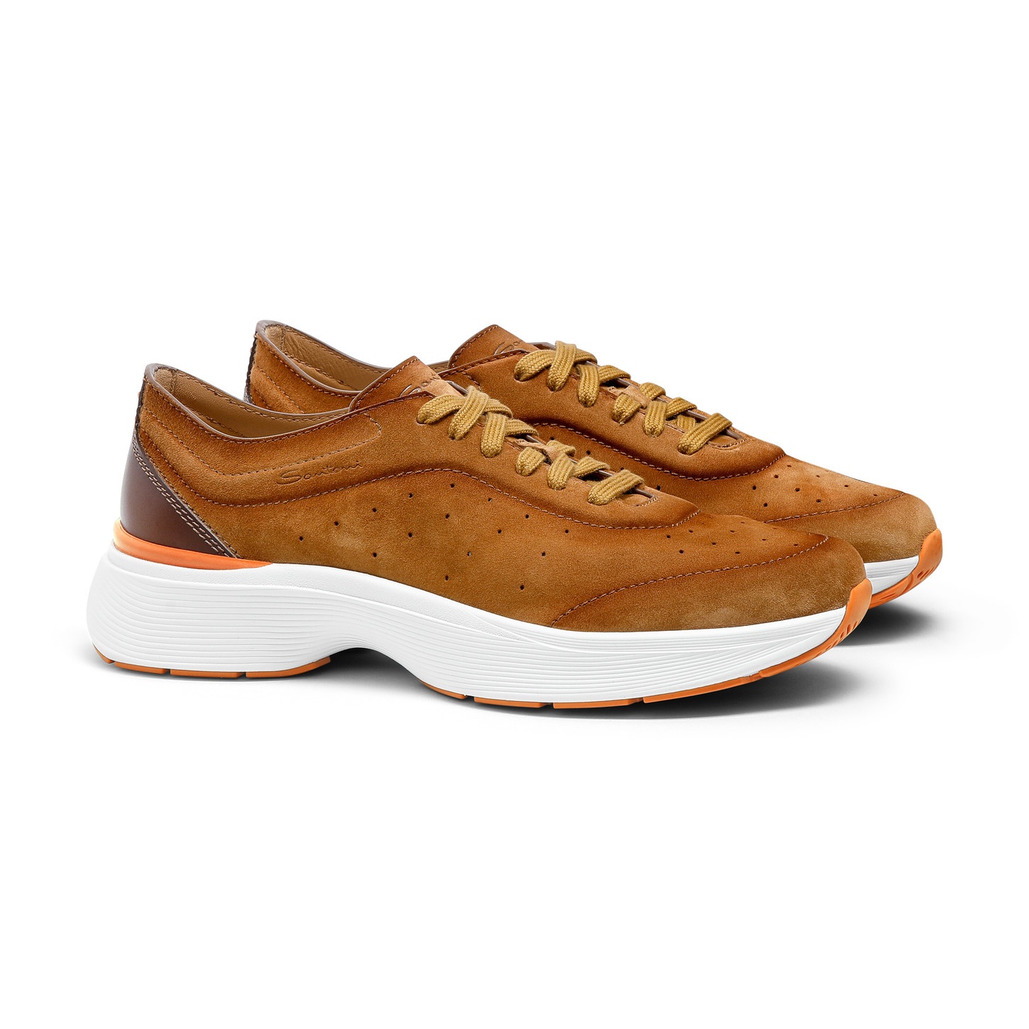Men's light brown suede and leather Bounce sneaker - 3
