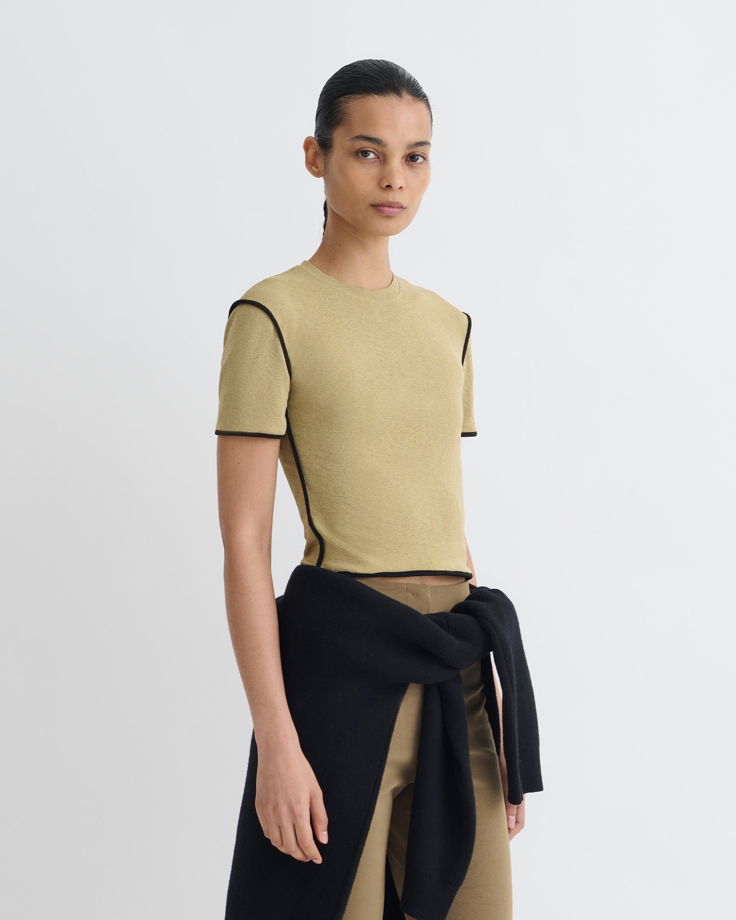 Cropped Mesh Jersey T-Shirt - 2