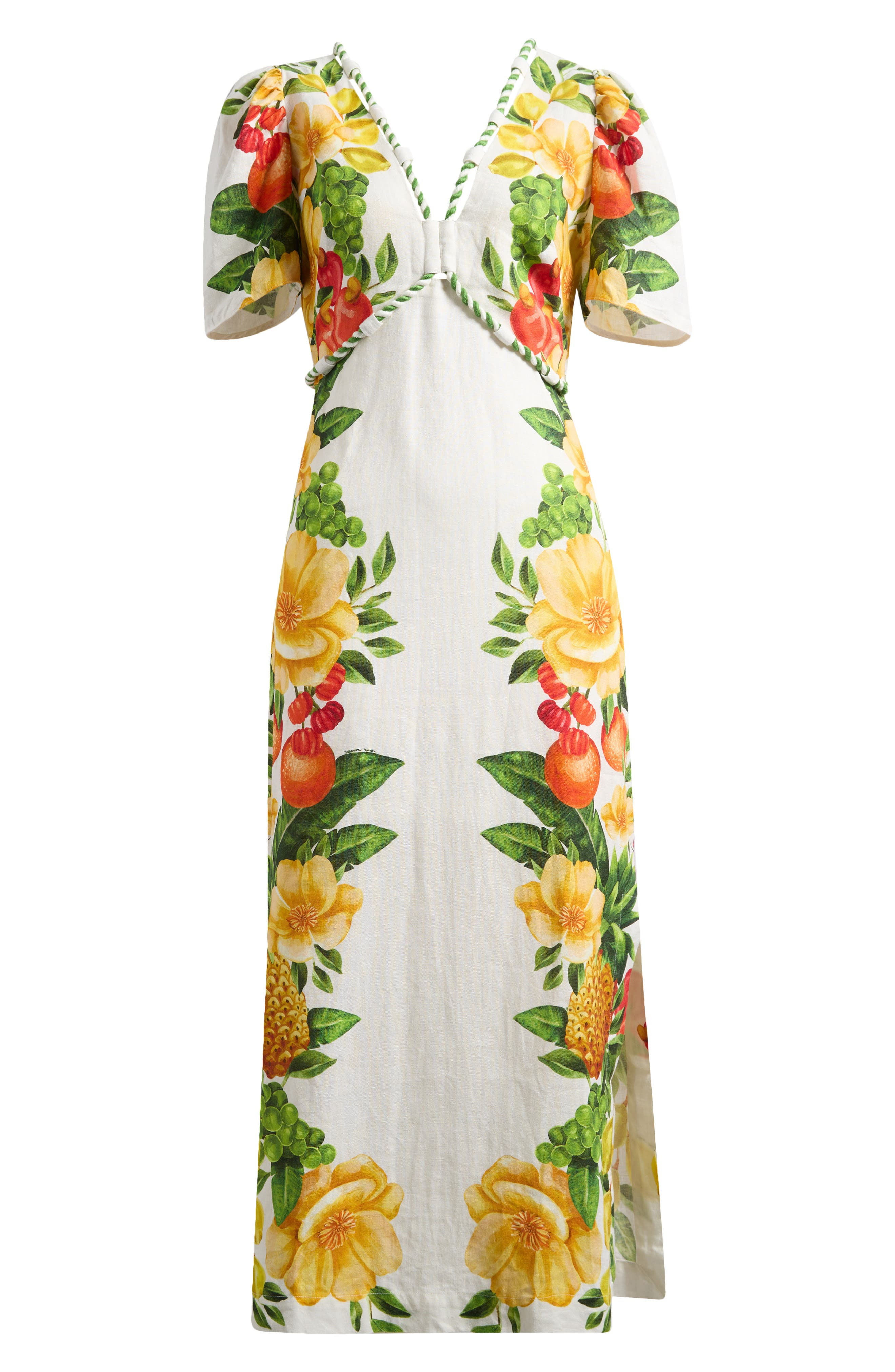 FARM Rio Picnic Flowers Linen Maxi Dress in Off-White at Nordstrom - 5