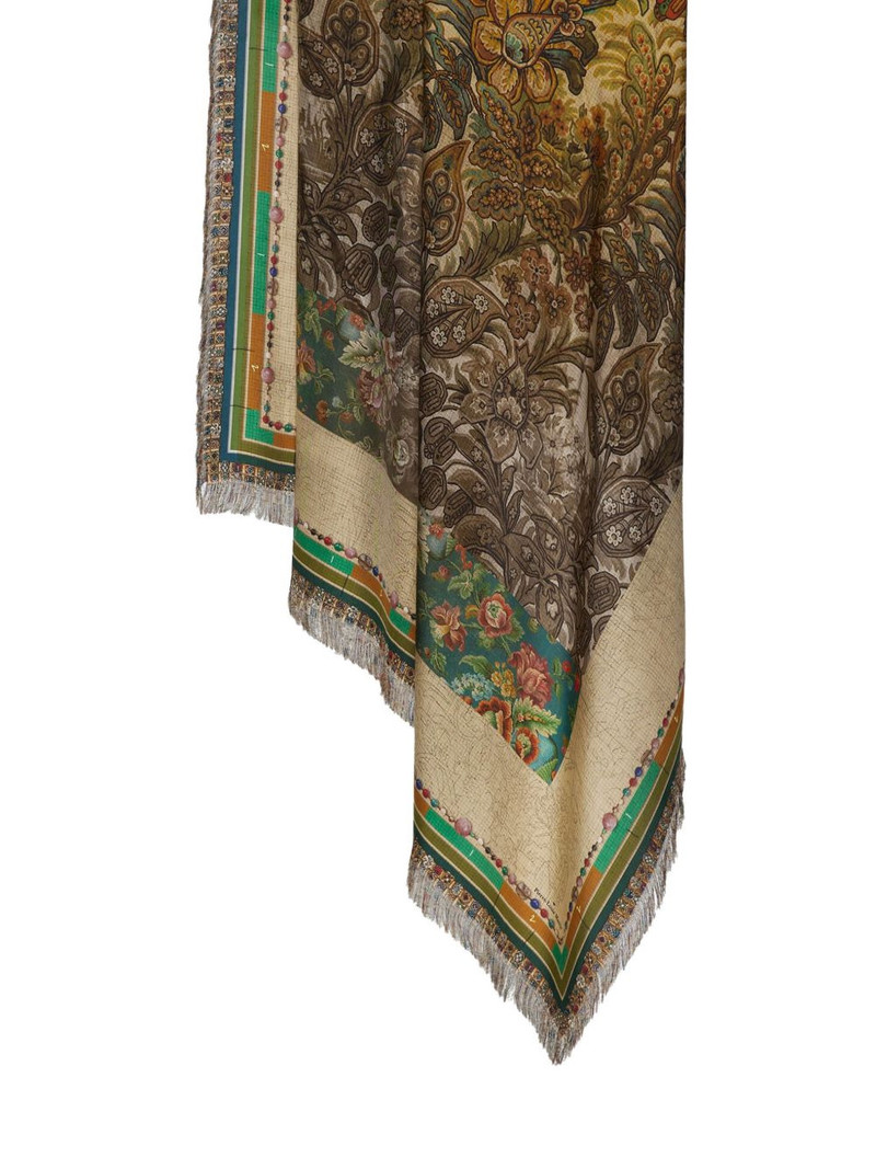 Aloeuw floral-print fringed shawl scarf 4