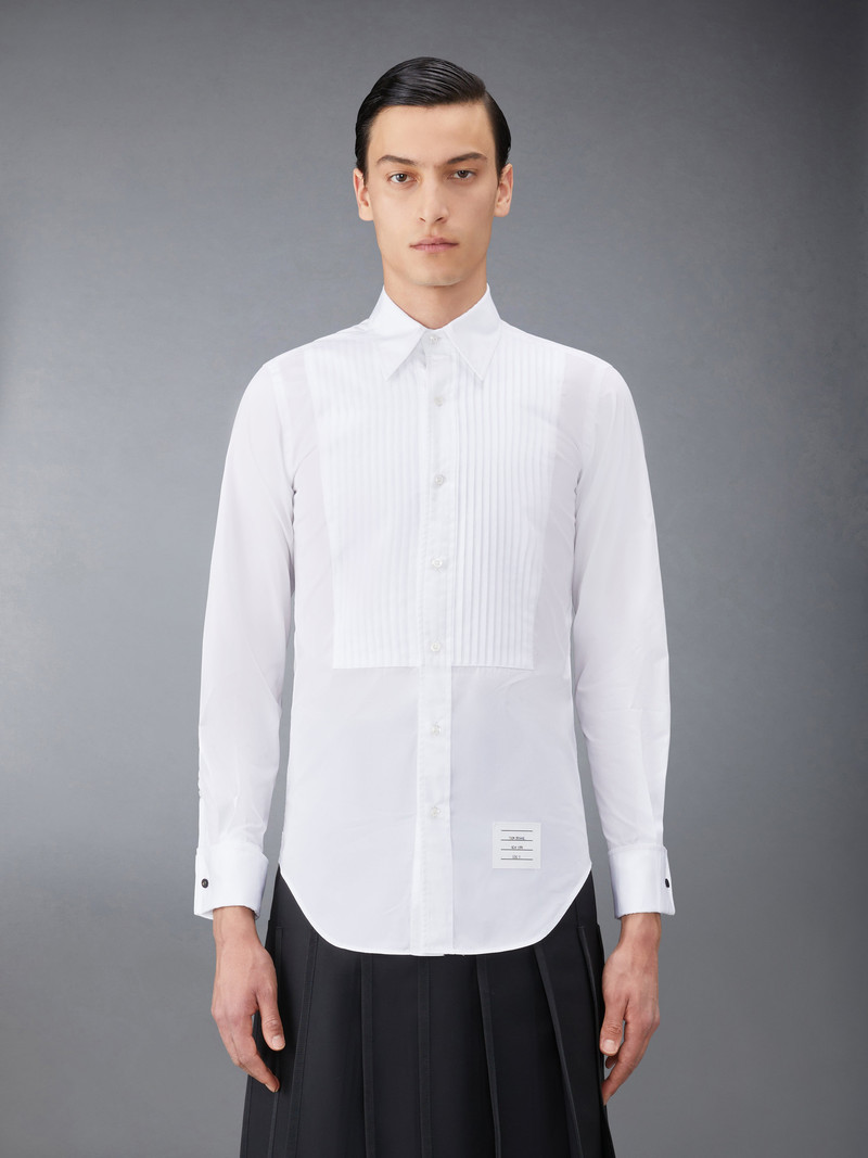 Thom Browne TUX SHIRT BUTTON DOWN POINT COLLAR W/ COMBO BIB FRENCH CUFF IN SOLID POPLIN outlook