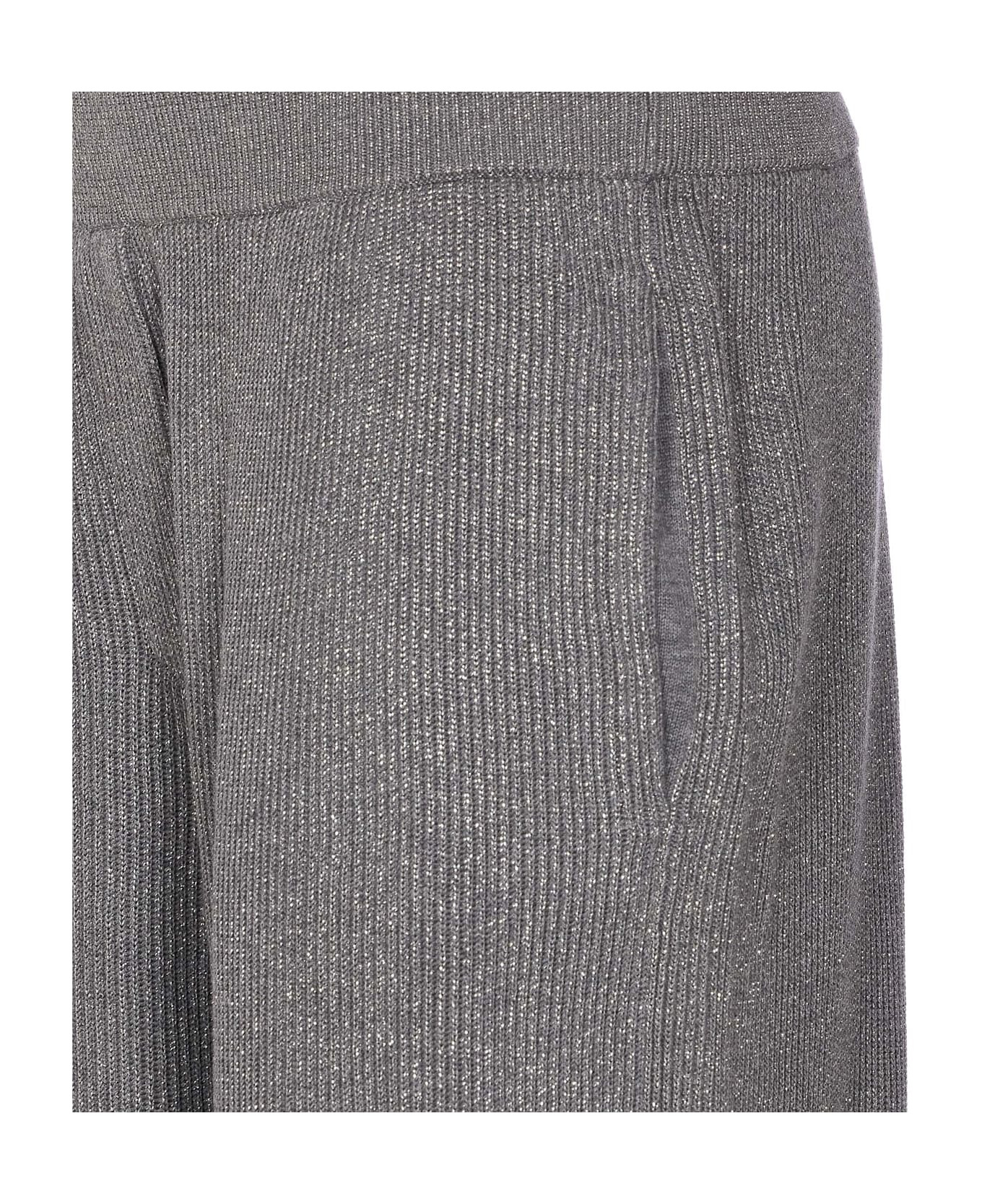 Vanise' Sparkling Knitted Trousers In English Rib - 3